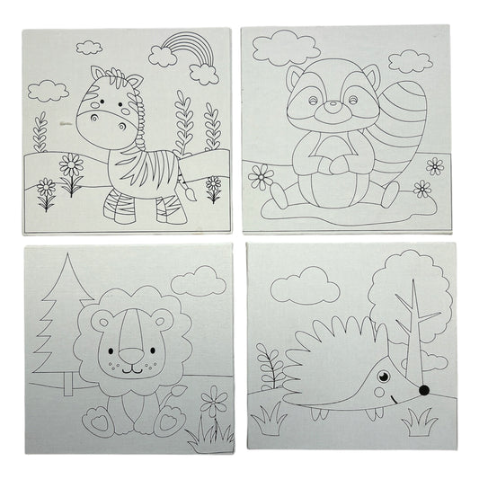 15 x 15cm Pre Drawn Outline Canvas Paint For Kids