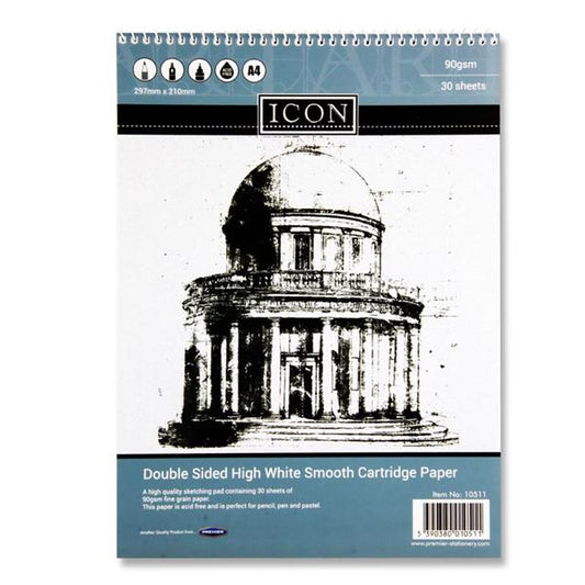 A4 90gsm 30 Sheets Spiral Sketch Pad by Icon