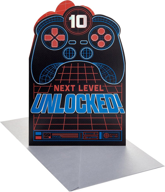 Level Unlocked Gaming Design 10th Birthday Card