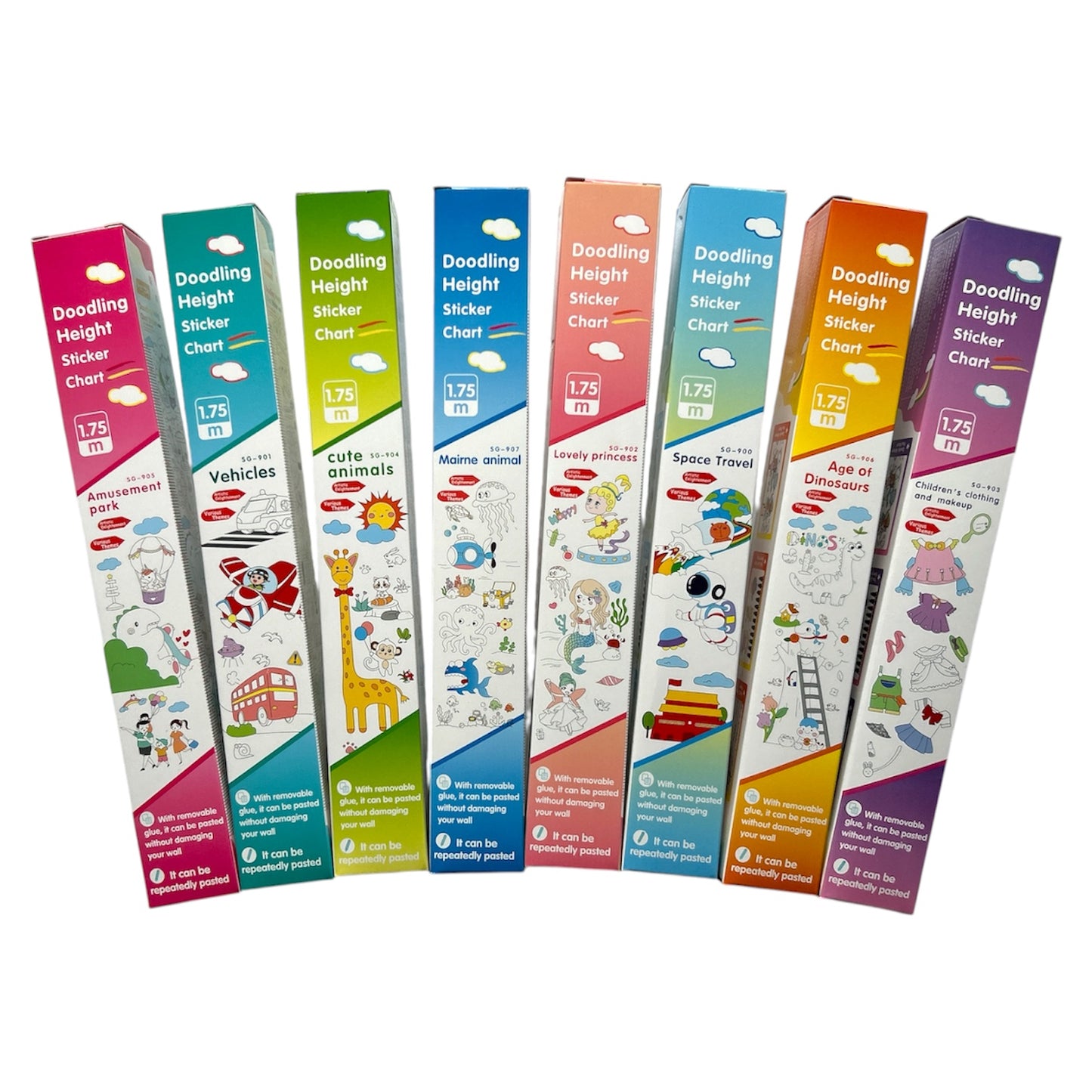 Single Doodling Height Chart Sticker with Removable Glue
