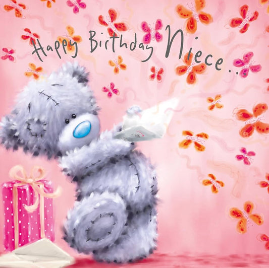 Bear With Butterflies Softly Drawn Niece Birthday Card