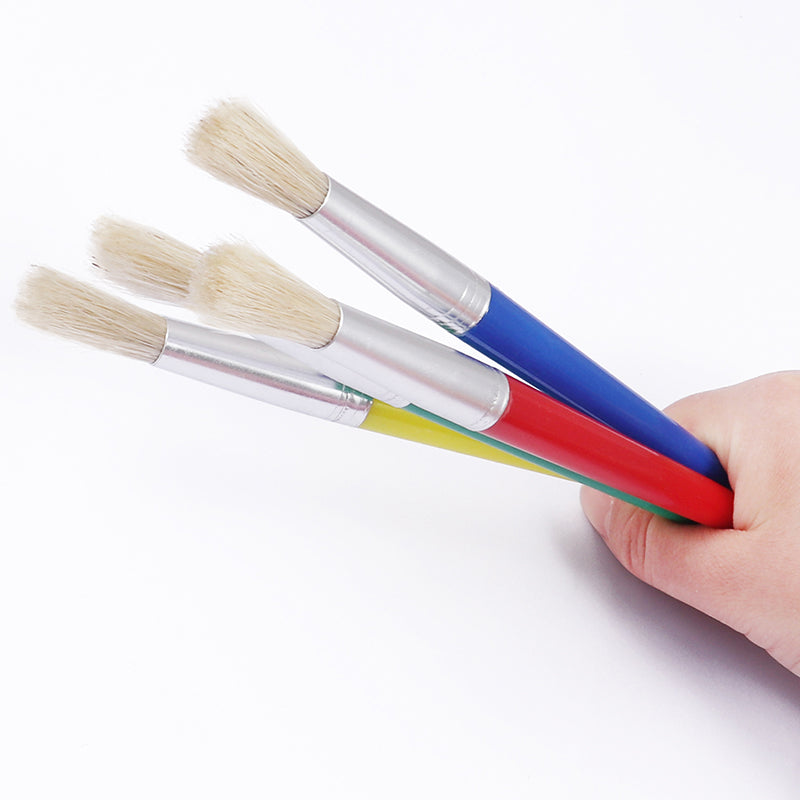 Pack of 12 Bristle Head And Chunky Plastic Body Artist Brushes