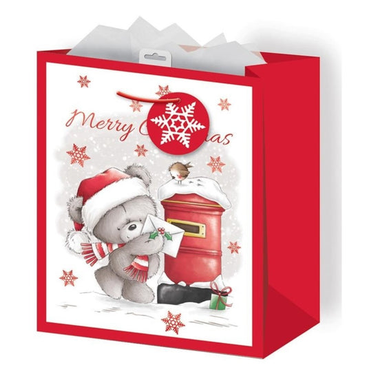 Pack of 6 Grey Bear Medium Christmas Bags