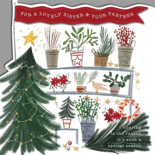 Festive Design for Sister and Partner Christmas Card