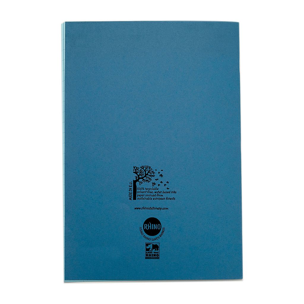 Pack of 10 Rhino A4 48 Page Light Blue with Blue Tinted Paper 10mm Squared Exercise Books