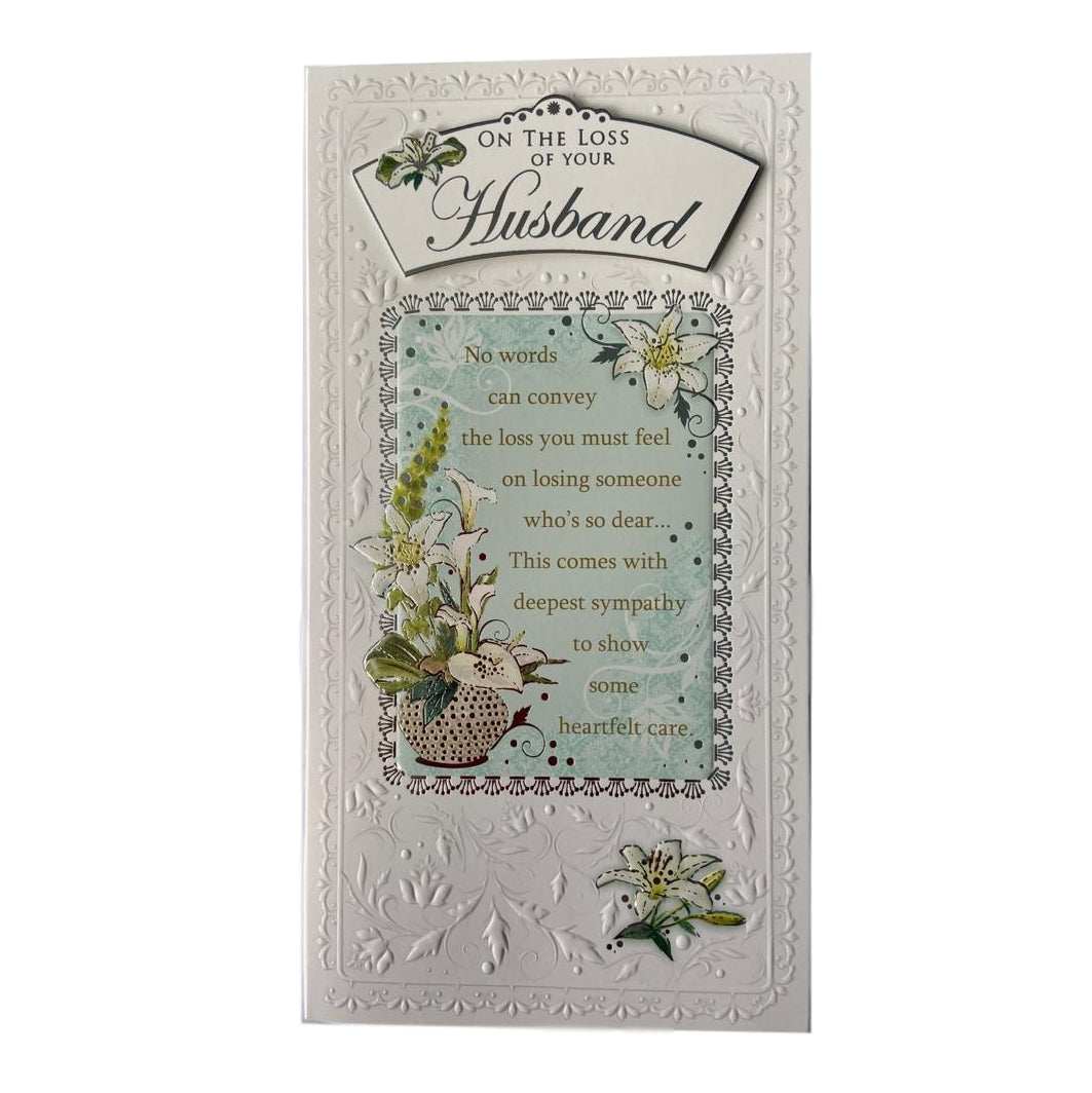 On The Loss of Your Husband Deepest Sympathy Soft Whispers Card