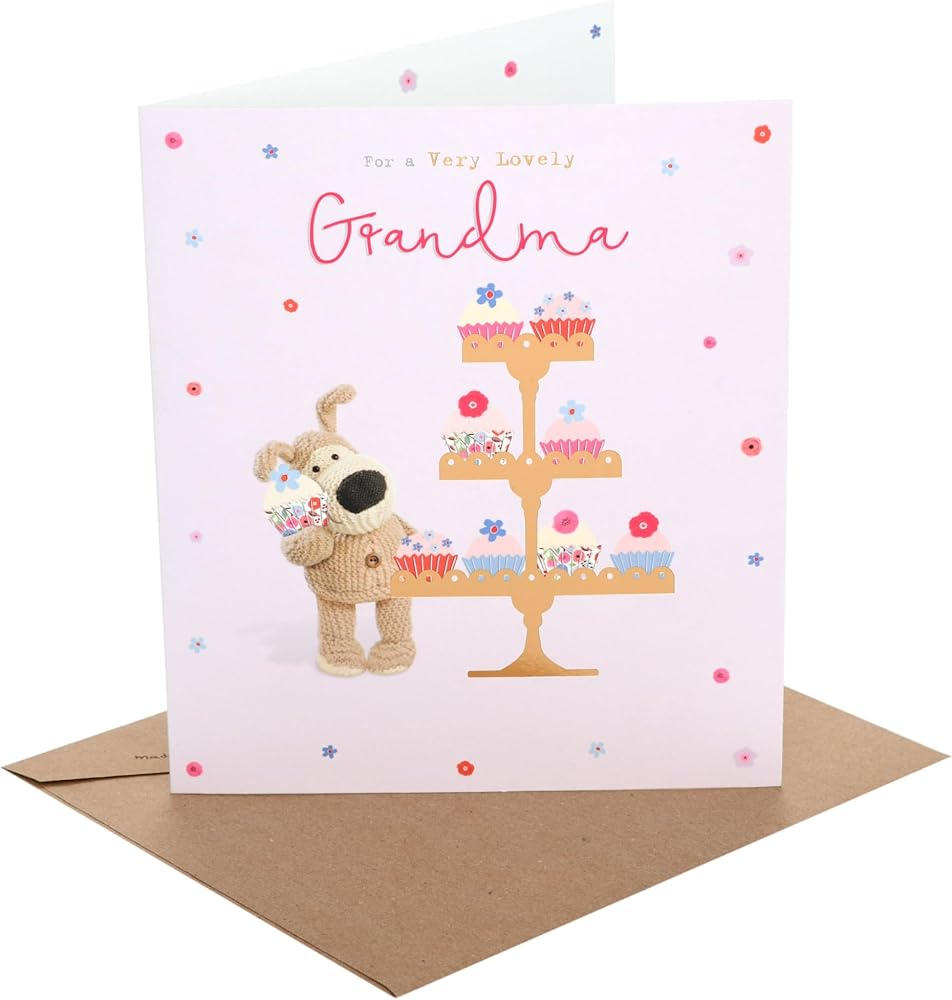 Boofle with a Big Cake Stand Grandma Birthday Card