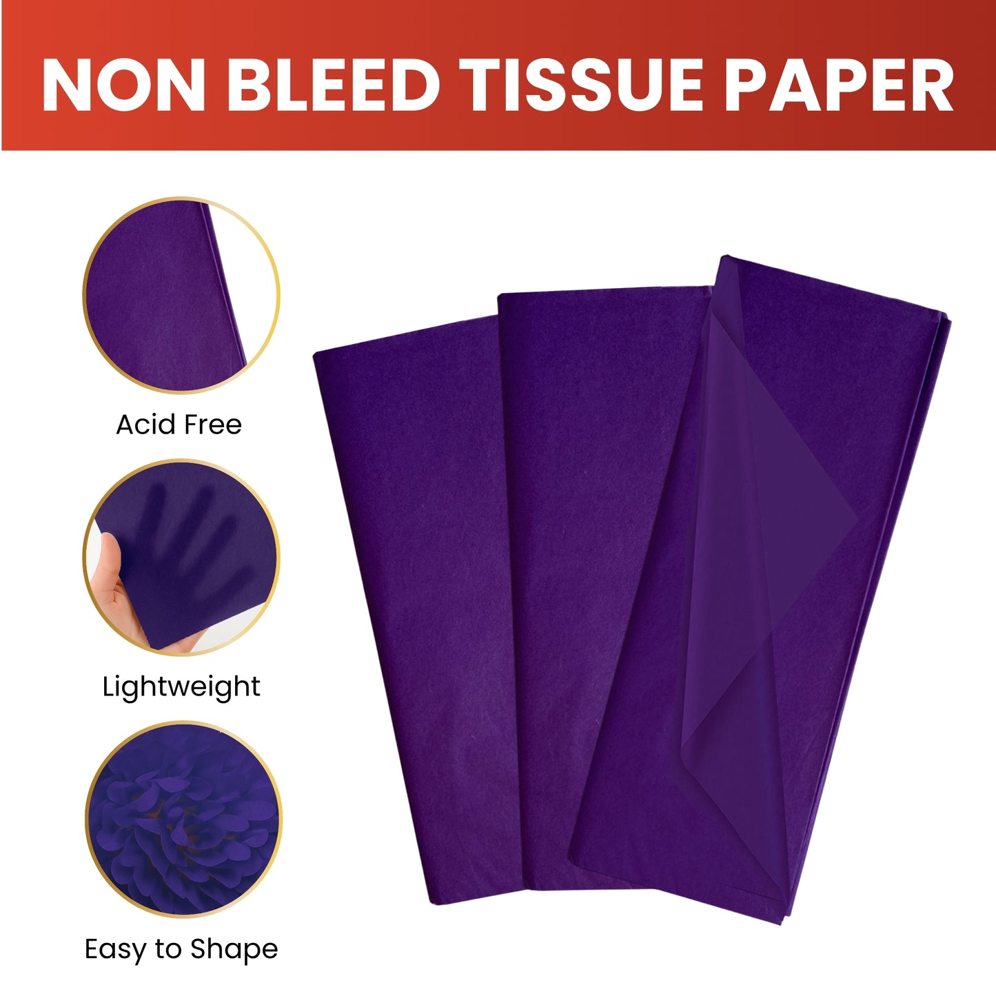 Pack of 10 Purple Acid Free 50 x 70cm Tissue Paper Sheets