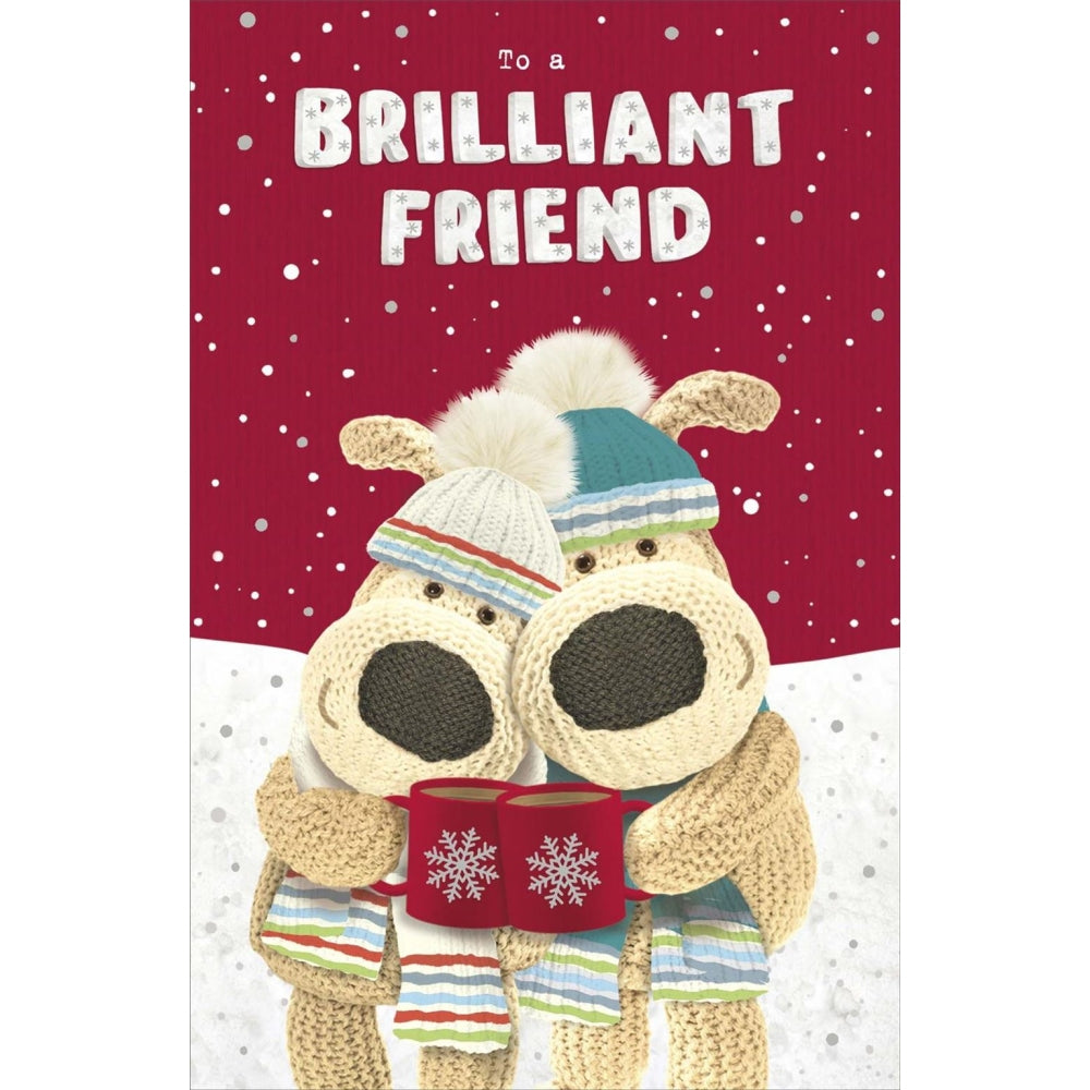 Boofles With Coffe Mugs Friend Christmas Card