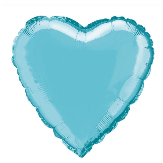 Pack of 12 Baby Blue Solid Heart Foil Balloons 18"