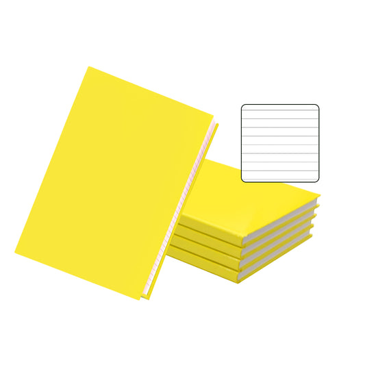 Pack of 5 A5 160 Pages 8mm Ruled Yellow Casebound Notebooks