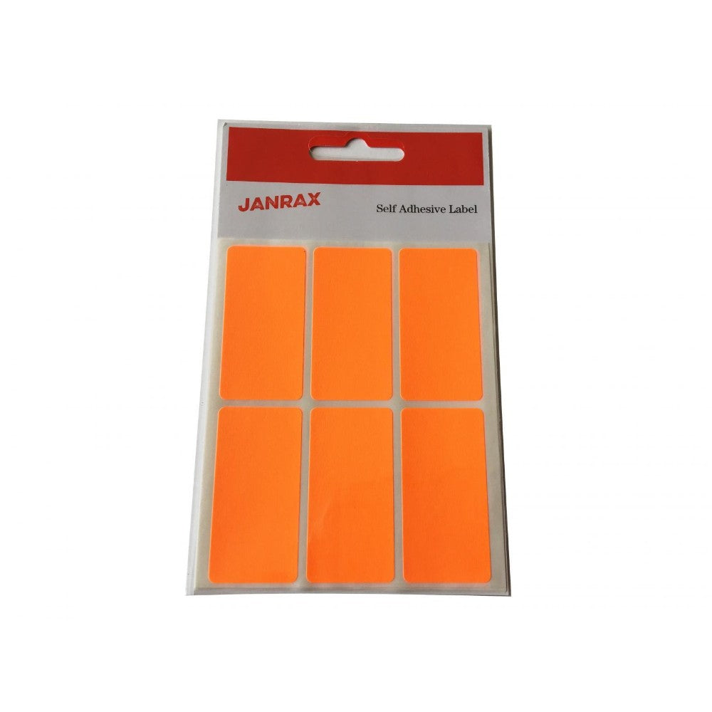 Pack of 24 Fluorescent Orange 25x50mm Rectangular Labels - Adhesive Stickers