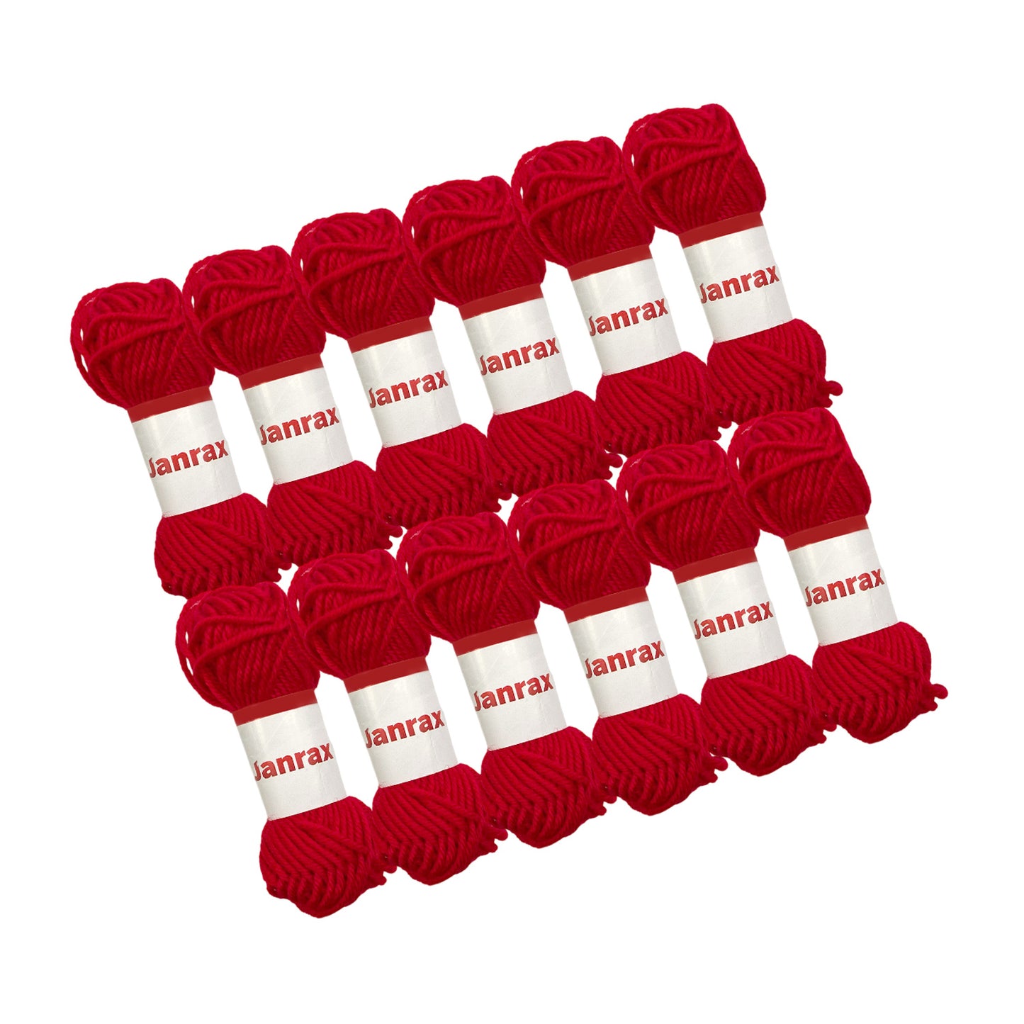 Pack of 20 Red Acrylic Yarn Rolls – 10g each, 4 Strand 8 Ply Knitting Wool