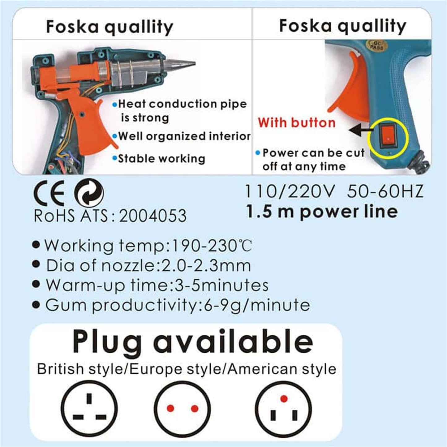 40W Hot Melt Glue Gun with 11.2mm Glue Stick