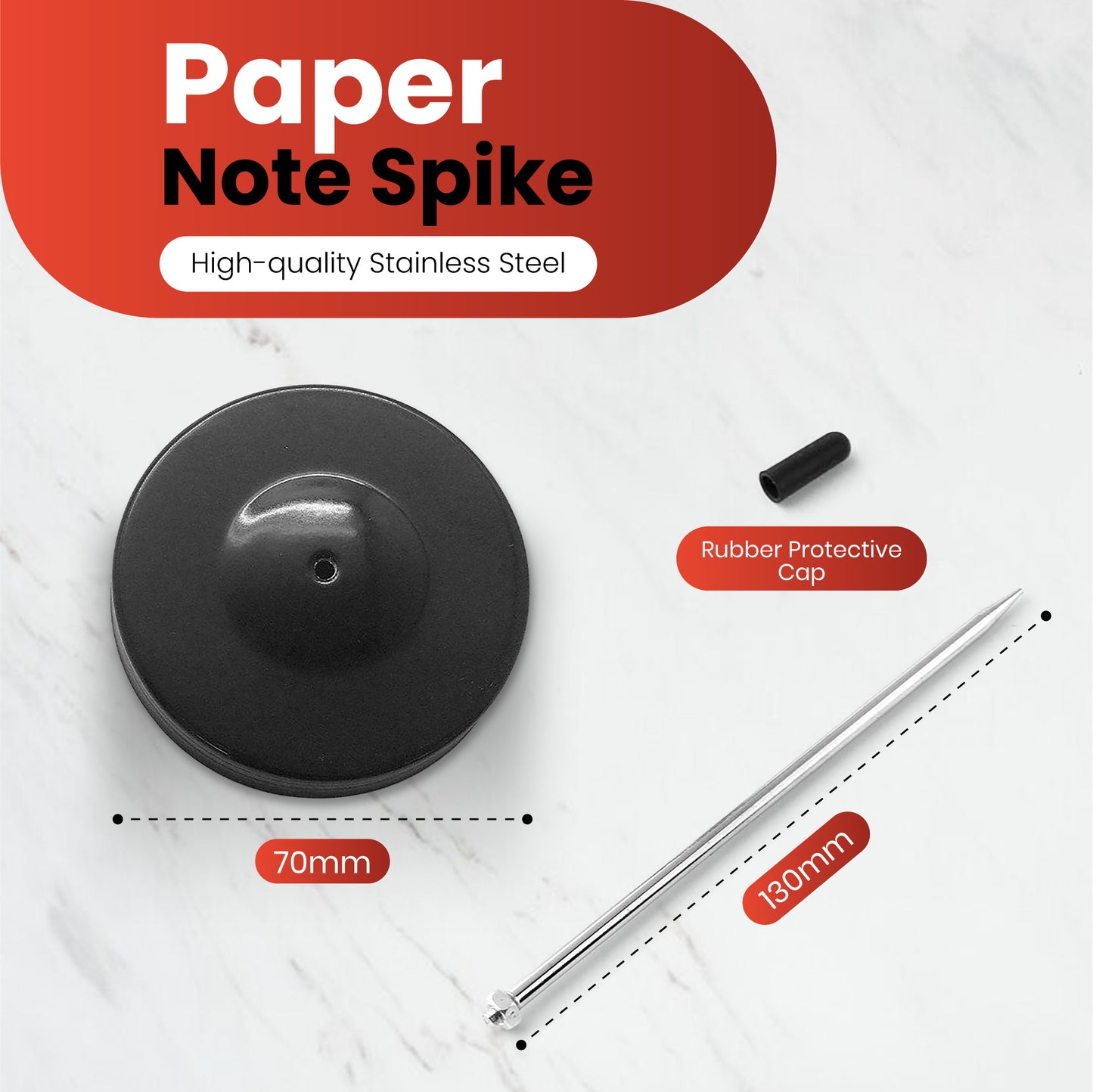 Pack of 3 Paper Spike Note Metal Holder Suitable for Restaurant Kitchen Order Rod Retail Office Hotel