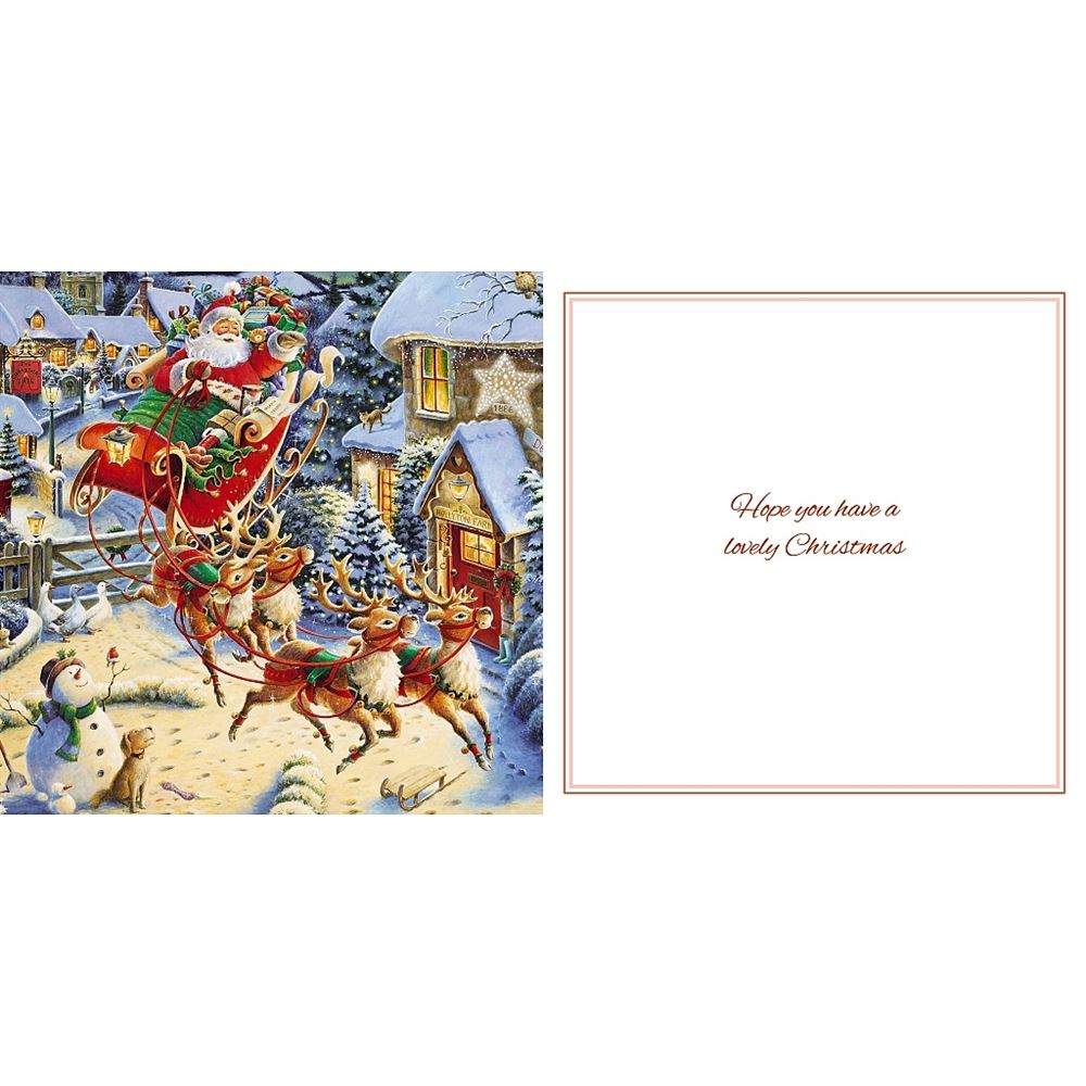 Flying Sleigh Classic 3D Lenticular Traditional Festive Christmas Card with Detachable Keepsake