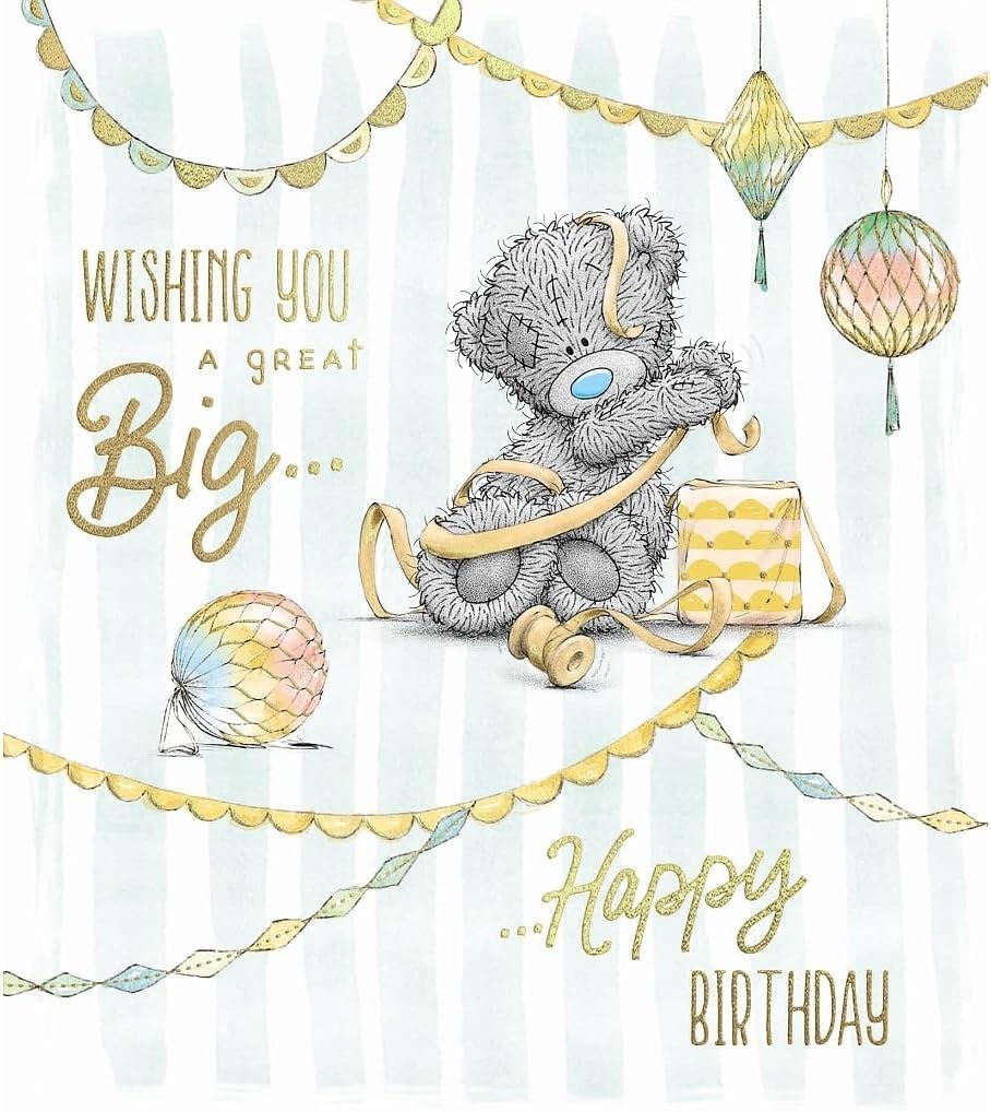 Bear Wrapping Gift Birthday Card 