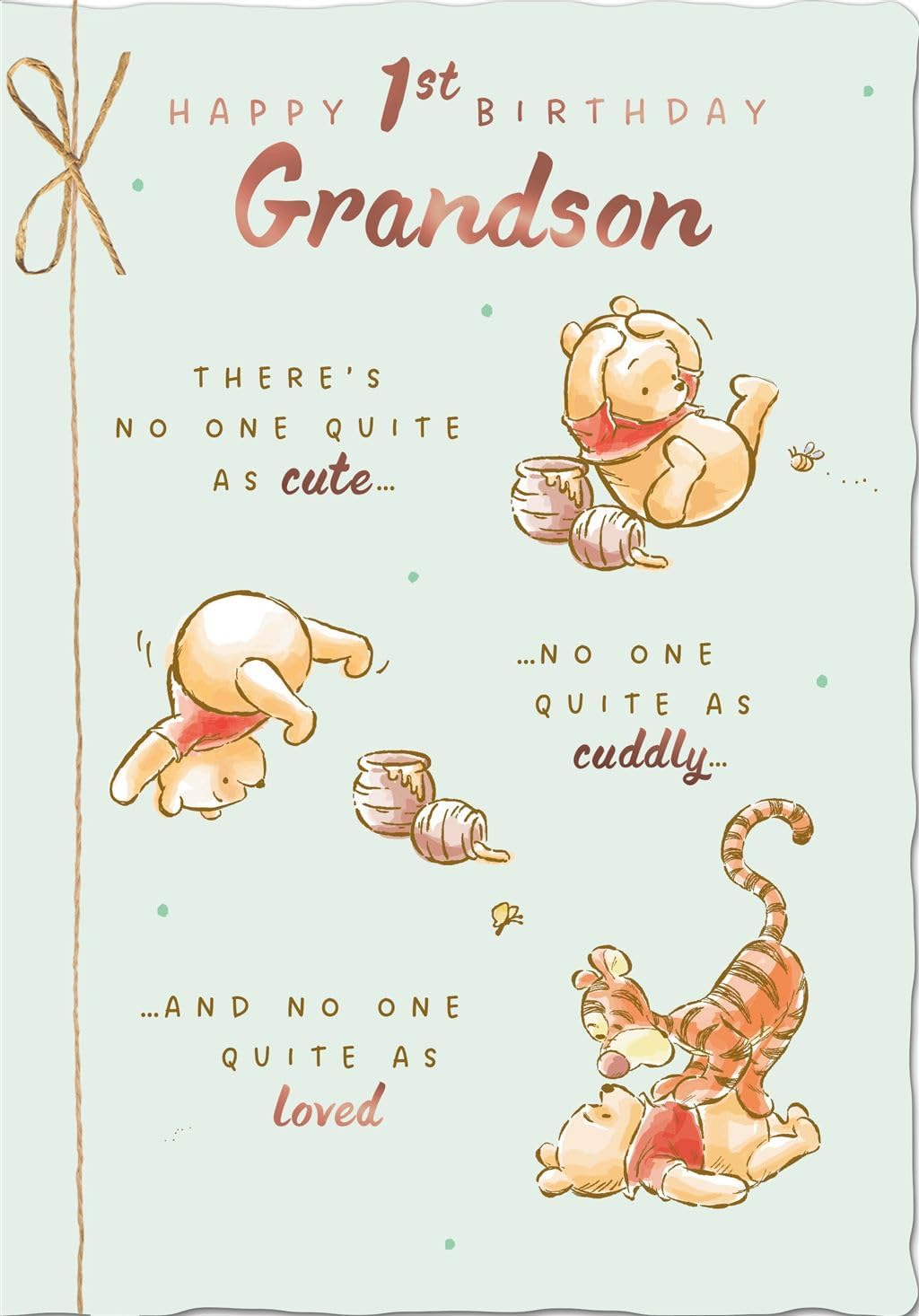 Winnie the Pooh Cute and Cuddly Design Grandson 1st Birthday Card
