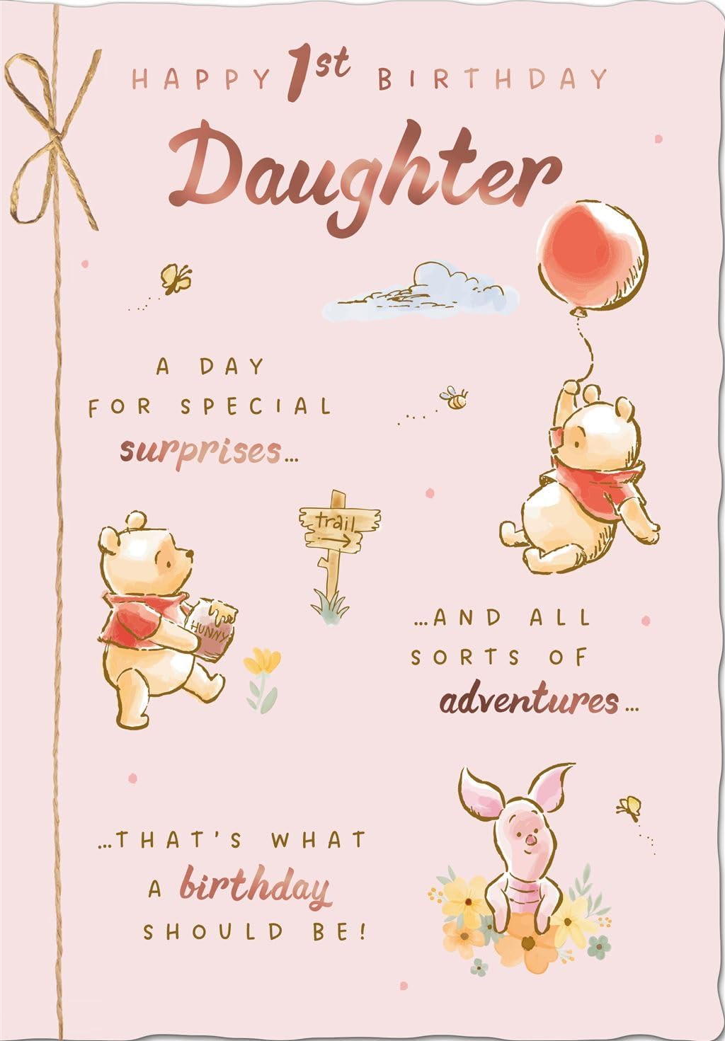 Winnie the Pooh and Piglet Design Daughter 1st Birthday Card