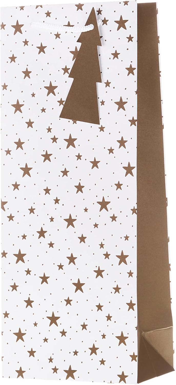 Festive Design Pack of 3, Red, Silver and Gold Christmas Bottle Gift Bags