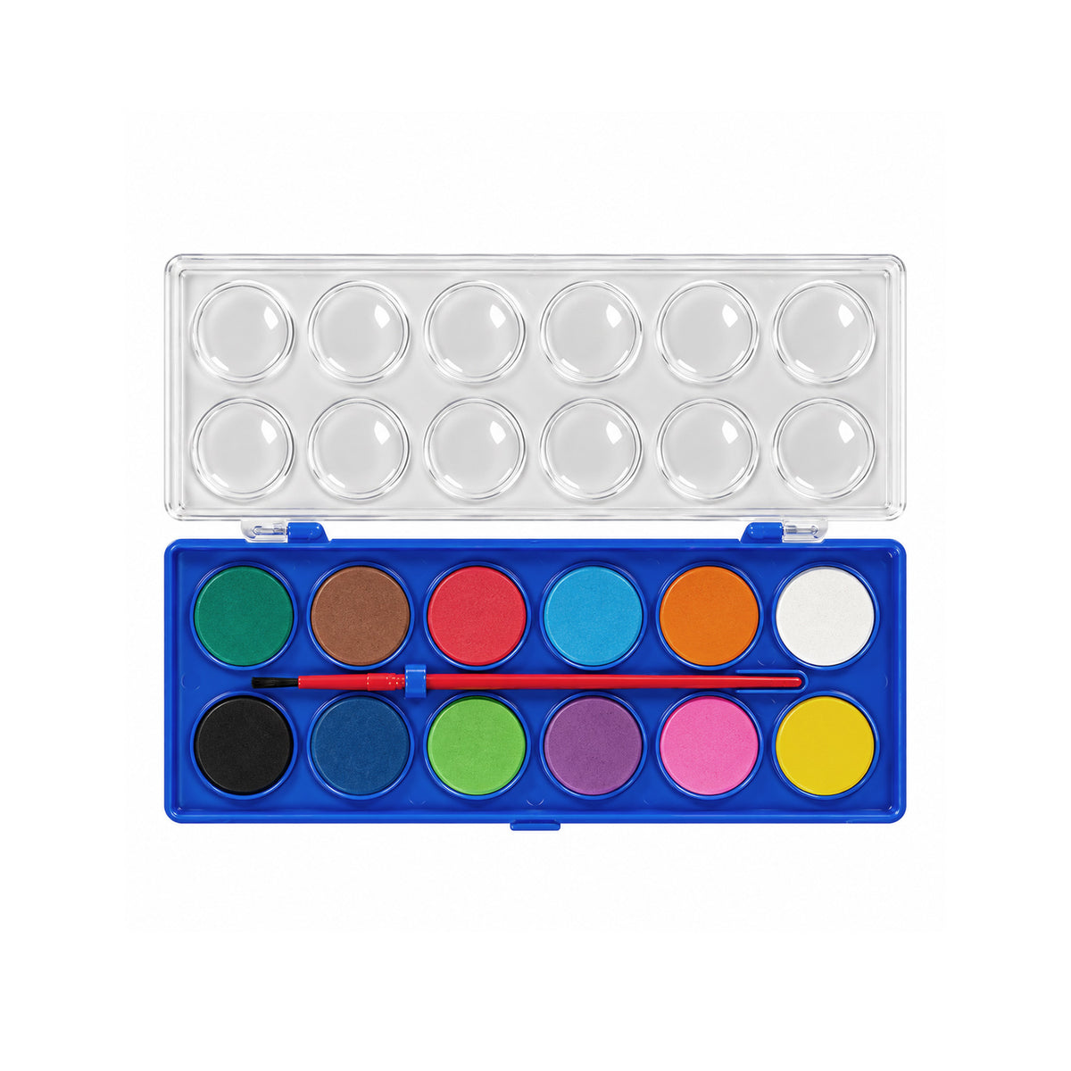 6 Sets of 12 Solid Watercolour With Brush in Plastic Case