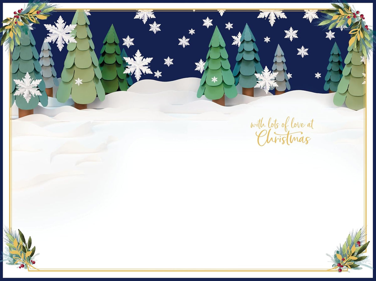 Bear Building A Snowman Wonderful Daughter 3D Christmas Keepsake Card