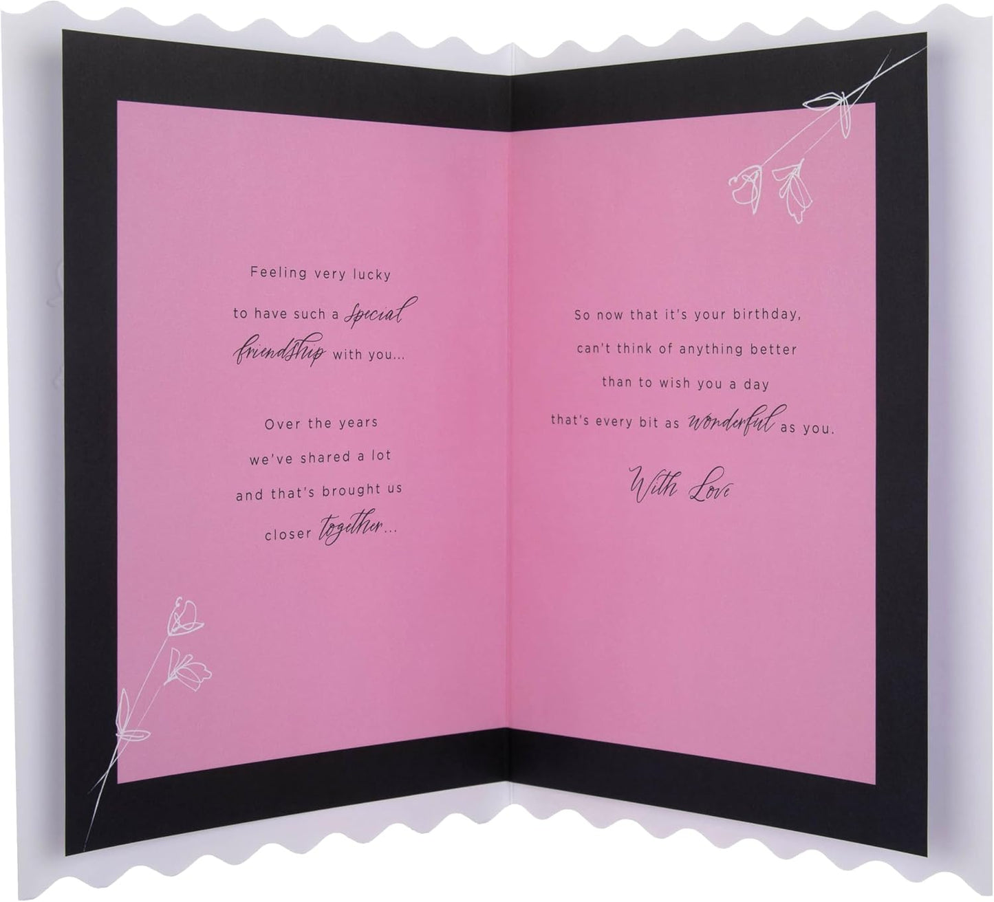 Gold Heart & Pink Flowers Friend Birthday Card