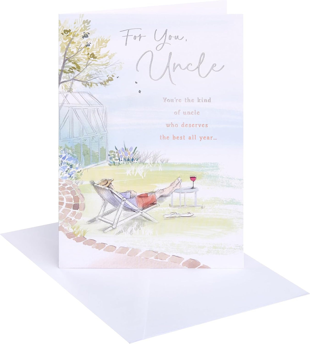 Man Sat in Garden Design Uncle Birthday Card