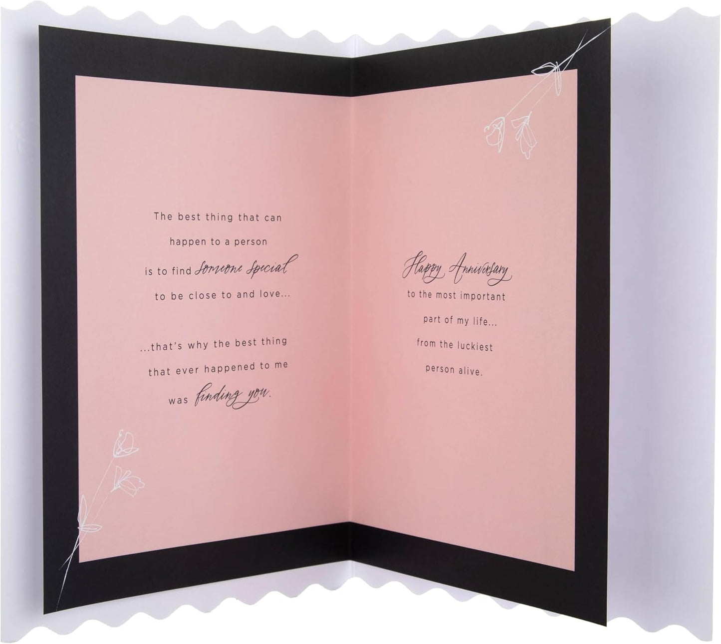 Gold Heart & Pink Flowers Wife Anniversary Card
