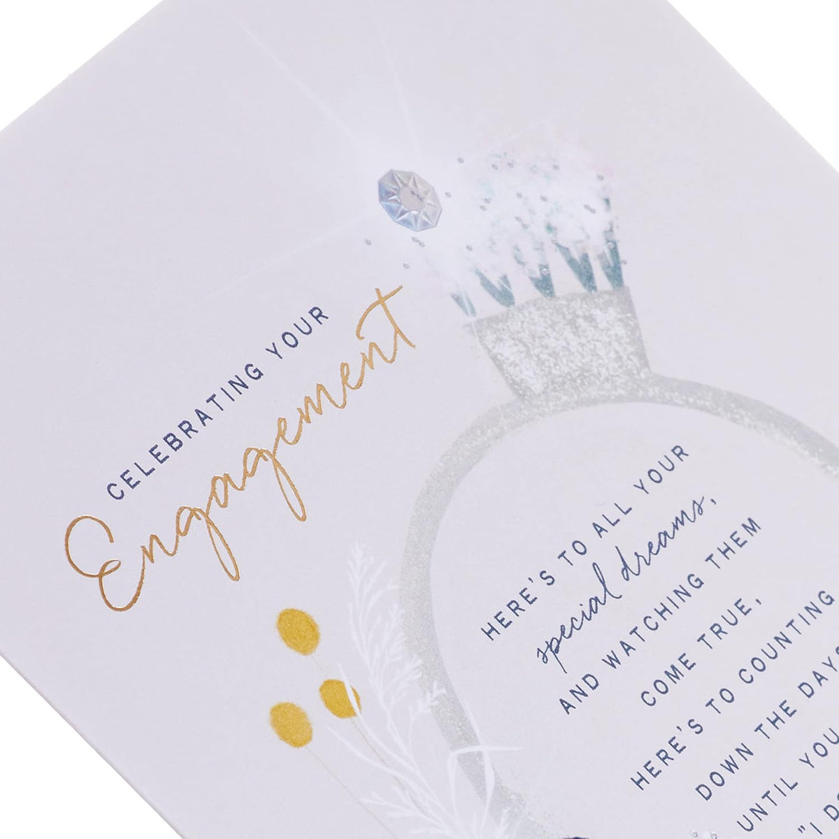 Contemporary Floral Embossed Design Engagement Congratulations Card