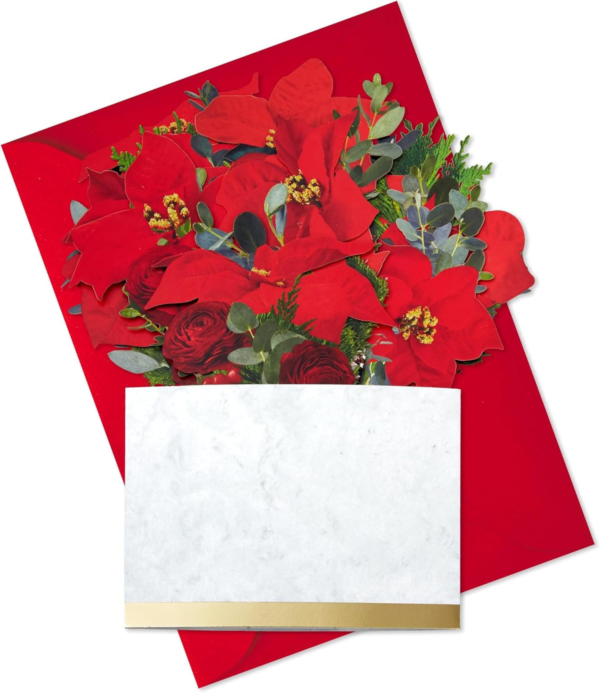 Poinsettia Bouquet Jumbo Sized 3D Pop Up Christmas Card