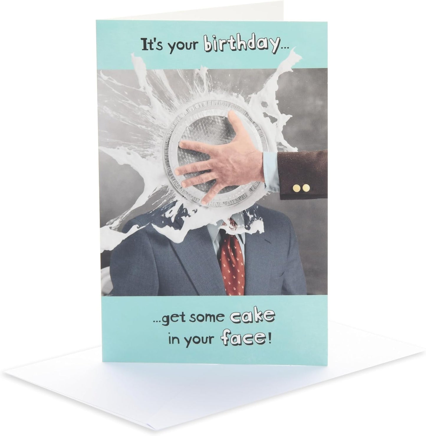Funny Cake in Face Design Birthday Card