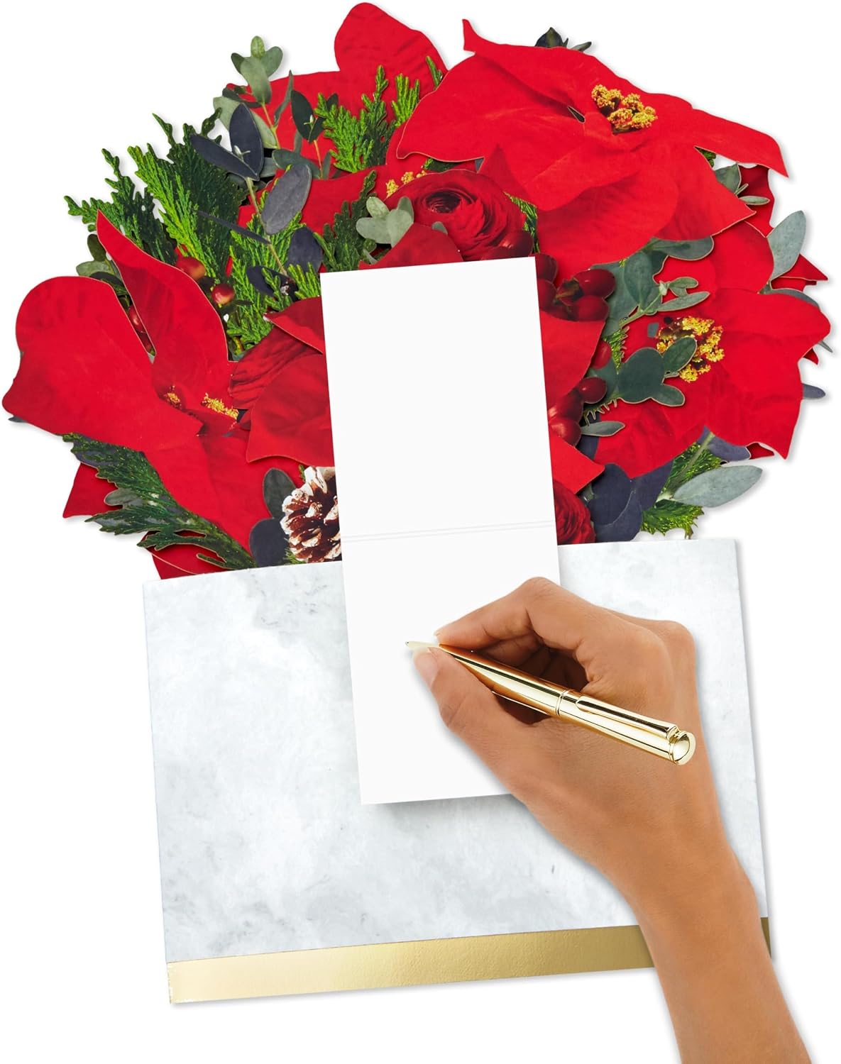 Poinsettia Bouquet Jumbo Sized 3D Pop Up Christmas Card