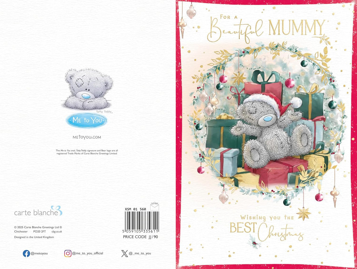 Bear Sat Amongst Presents Beautiful Mummy Christmas Card