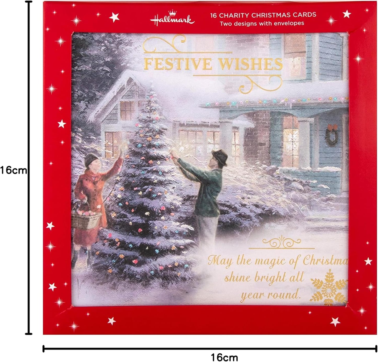 Scenic Thomas Kinkade 16 Pack 2 Designs Charity Christmas Cards
