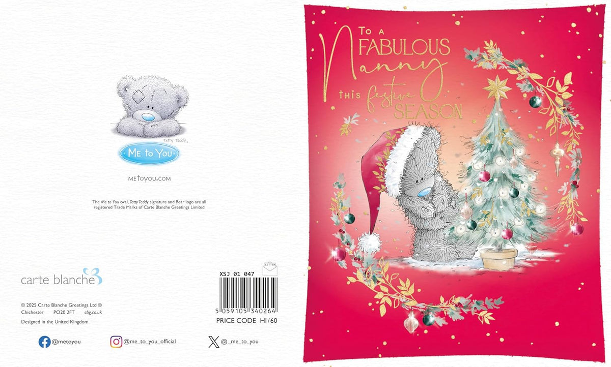Bear With Tree Fabulous Nanny Christmas Card