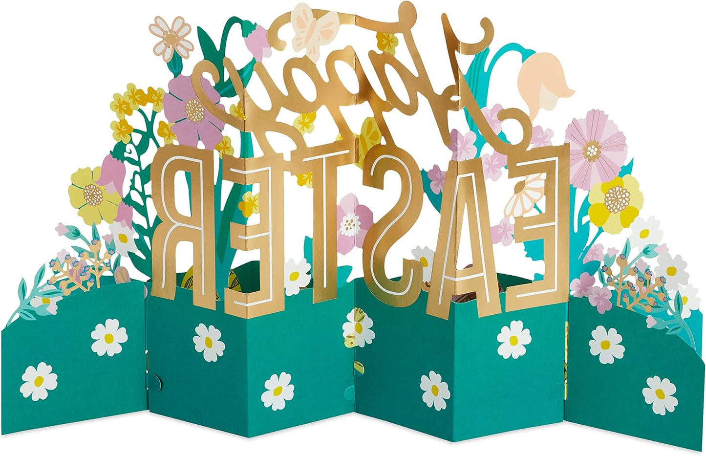 Paper Wonder Displayable Jumbo Easter Card or Centerpiece (Fold Pop Up Easter Eggs and Flowers)