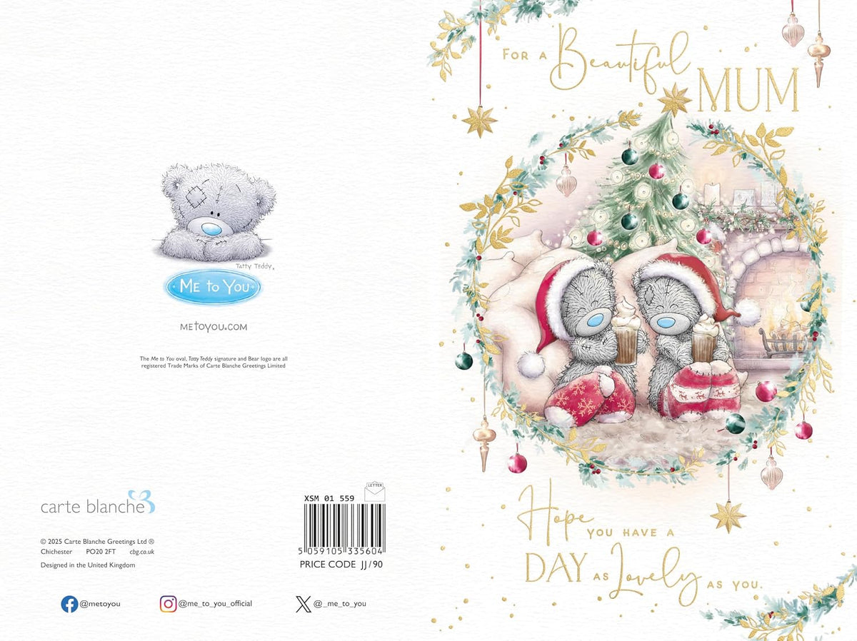 Bears Sat With Hot Chocolate Beautiful Mum Christmas Card