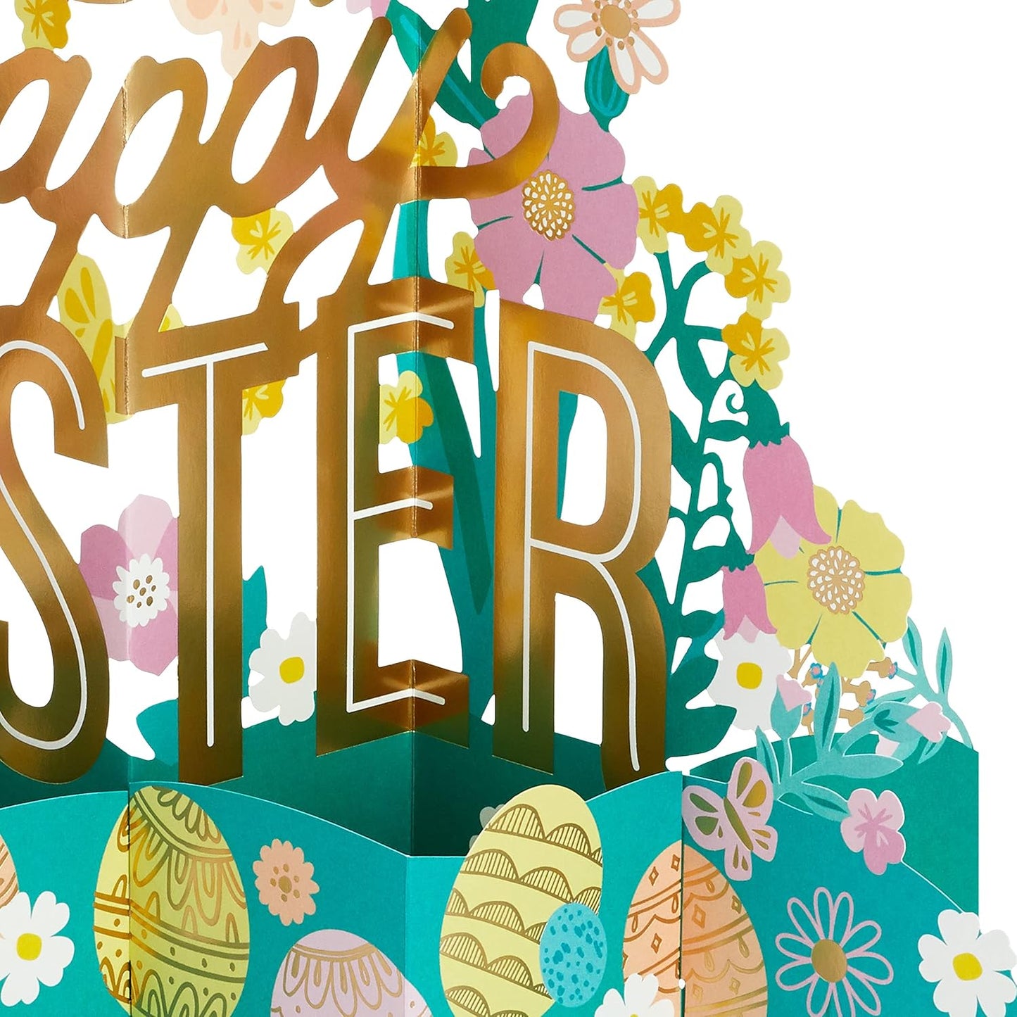 Paper Wonder Displayable Jumbo Easter Card or Centerpiece (Fold Pop Up Easter Eggs and Flowers)