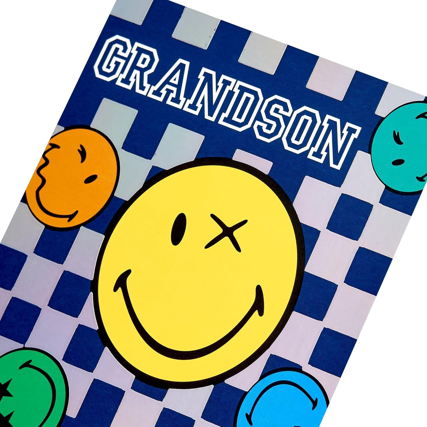 Smiley Checkerboard Design Grandson Birthday Card