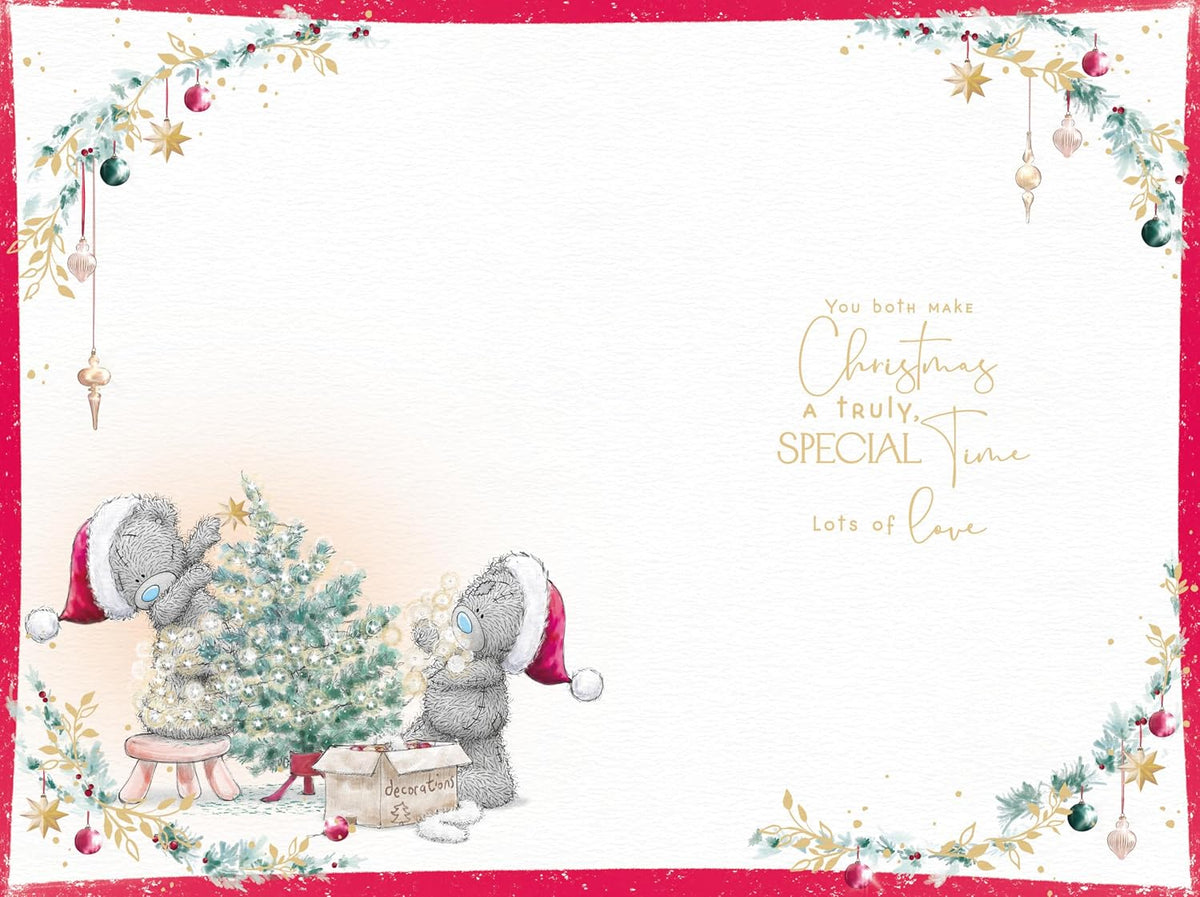 Bear Loading a Tree Onto A Truck Best Mum And Dad Christmas Card
