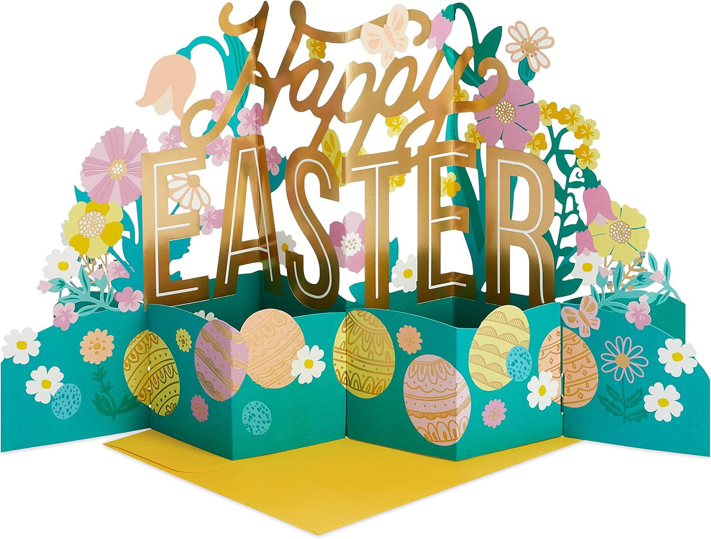 Paper Wonder Displayable Jumbo Easter Card or Centerpiece (Fold Pop Up Easter Eggs and Flowers)