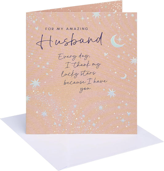 Moon and Stars Design Husband Birthday Card