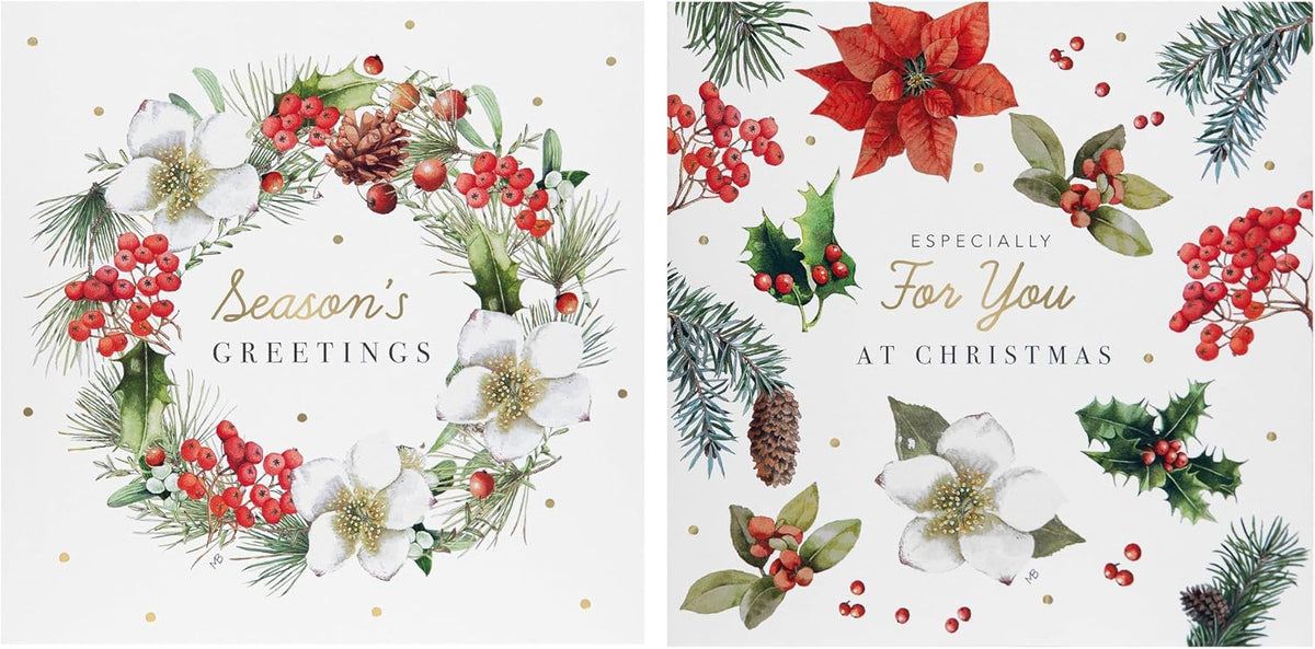 Marjolein Bastin Festive Floral 16 Pack 2 Designs Charity Christmas Cards