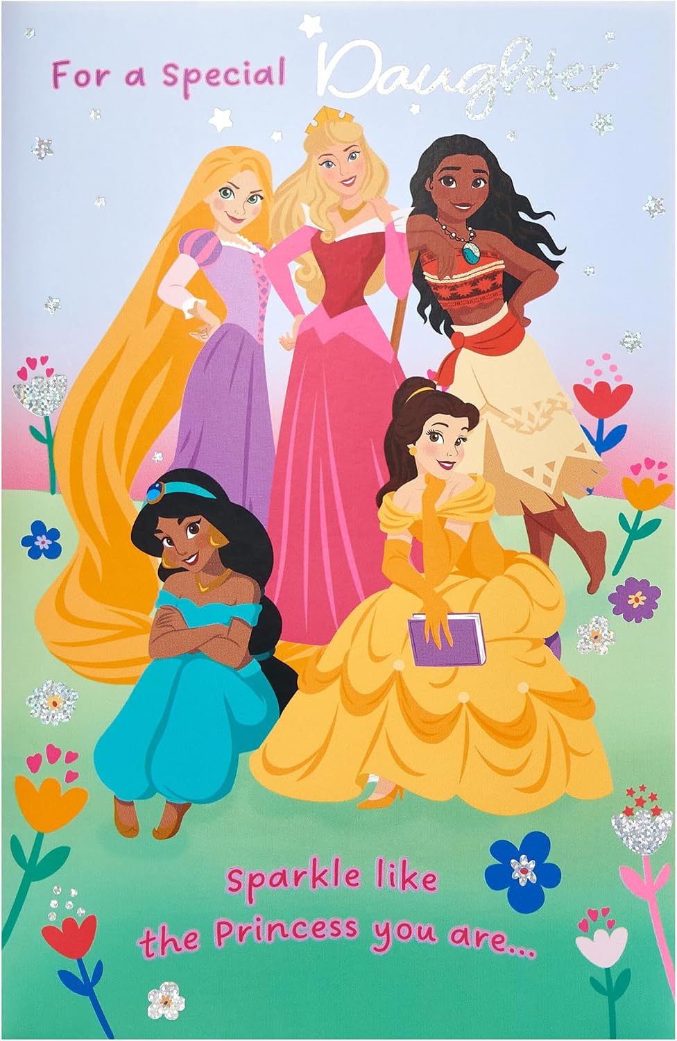 Princesses Design Daughter 3 Fold Birthday Card with Activity Inside