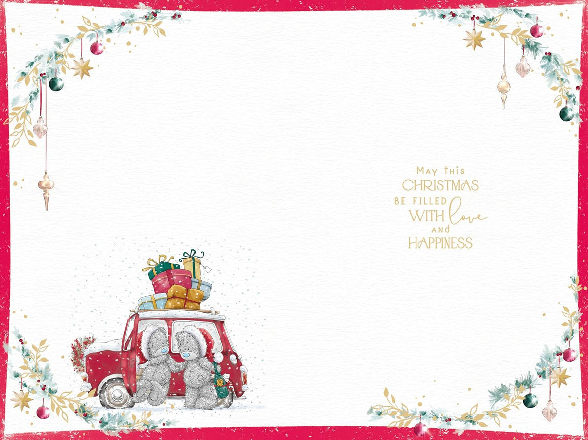 Bears In A Car Wonderful Fiancé Christmas Card