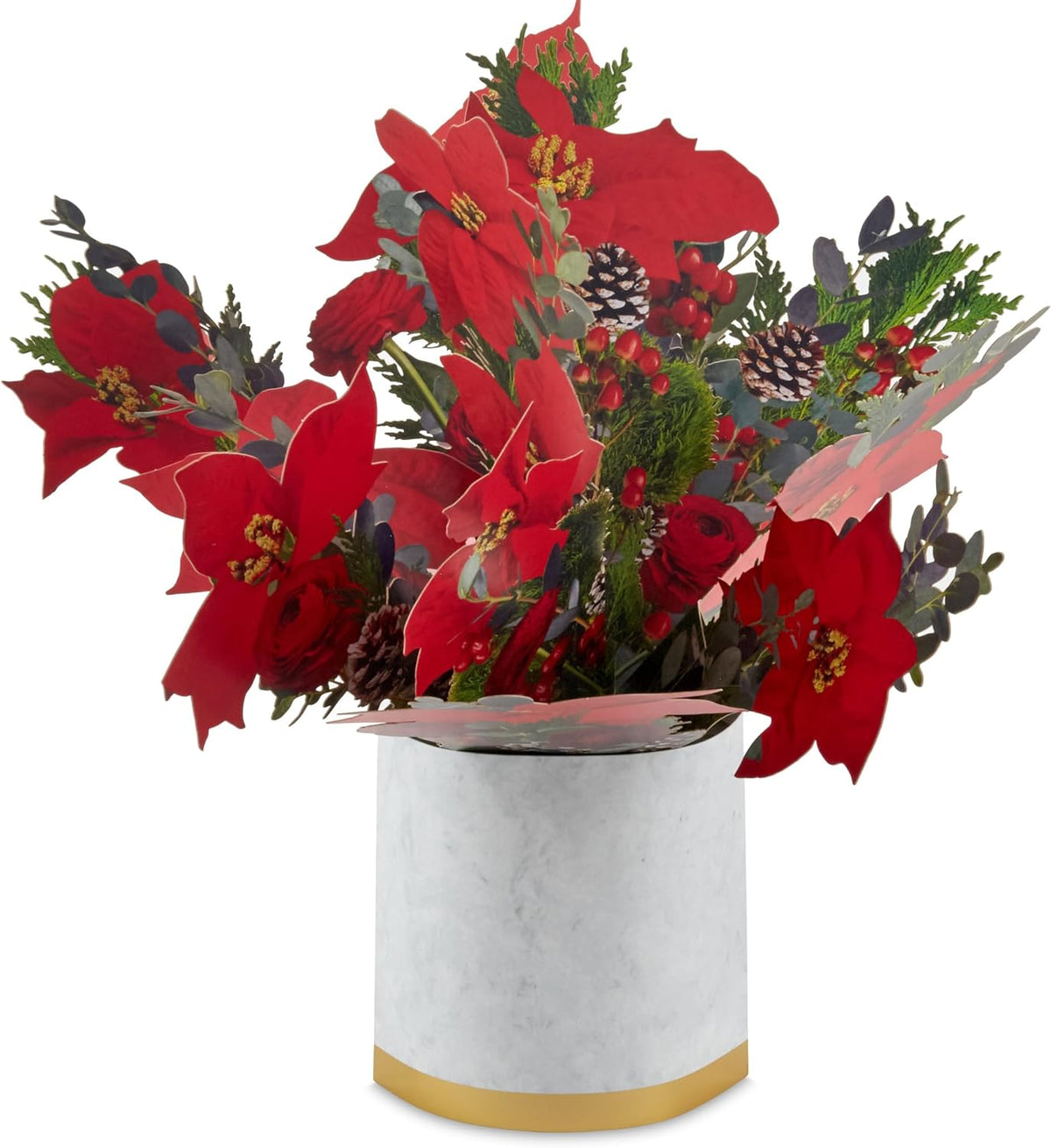 Poinsettia Bouquet Jumbo Sized 3D Pop Up Christmas Card
