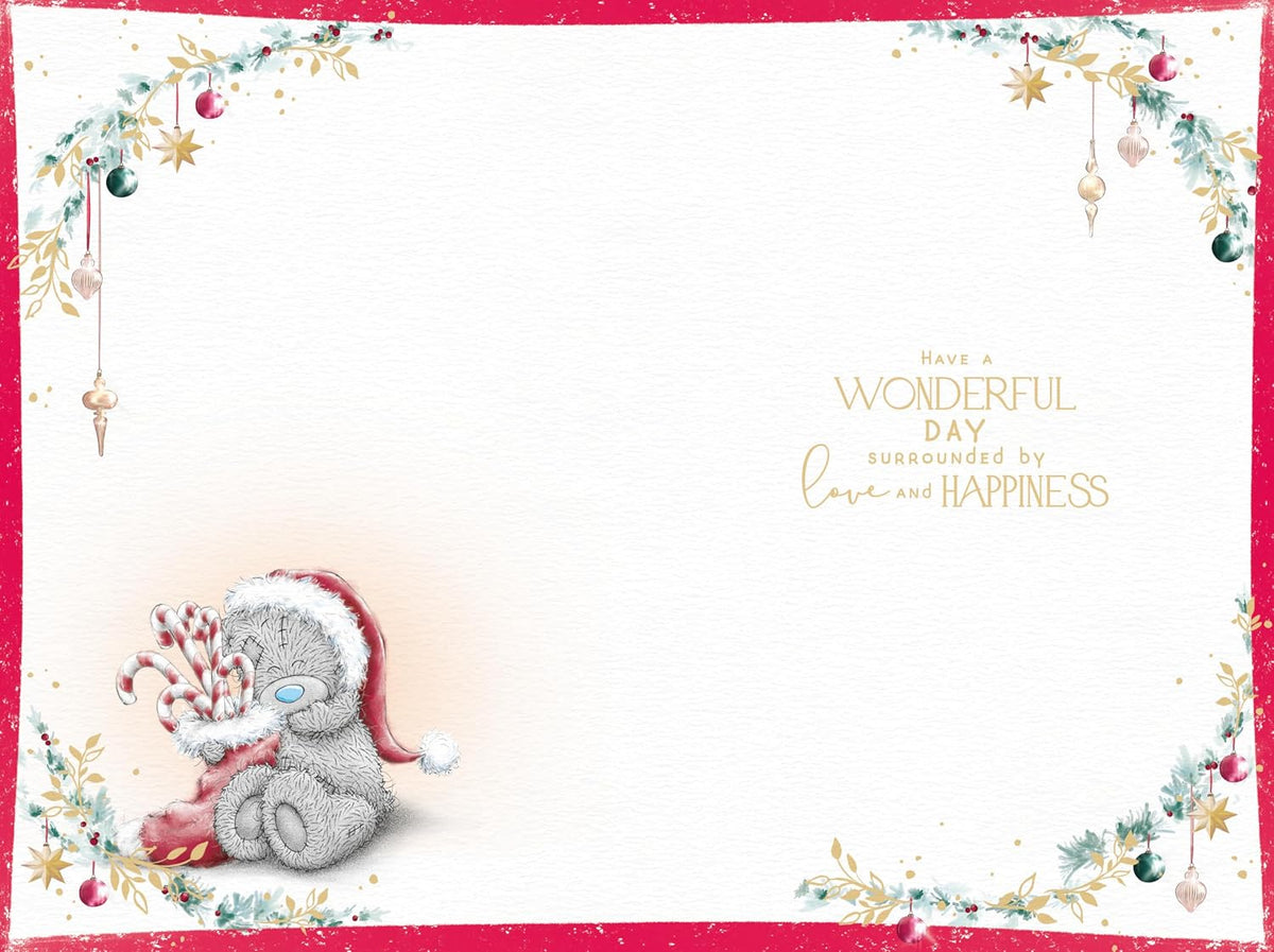 Bear Next To A Stocking Of Presents Amazing Grandson Christmas Card