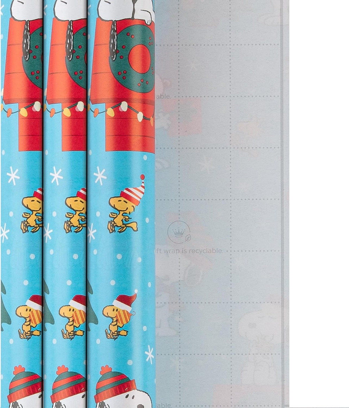 Peanuts, Snoopy & Woodstock Pack of 3 Christmas 6m Wrapping Paper