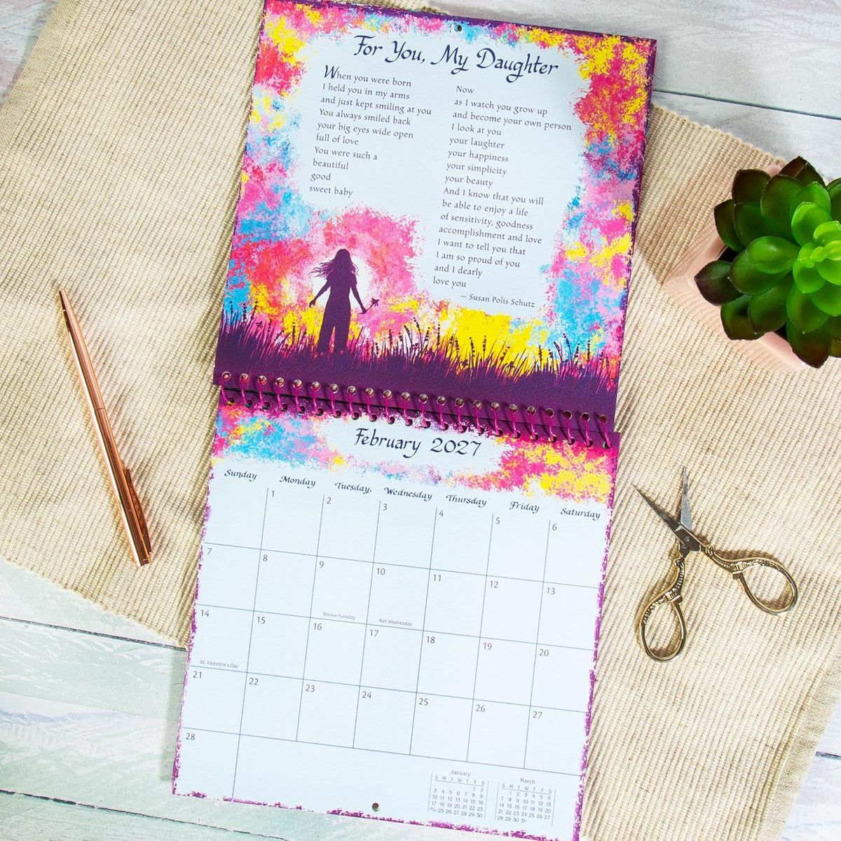 For My Beautiful Daughter Blue Mountain Arts Collection Hanging Wall Calendar